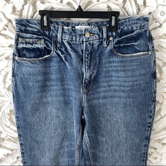 {Good American} Good Icon Straight Leg Distressed Jeans, Size 12/31 - Picture 3 of 9